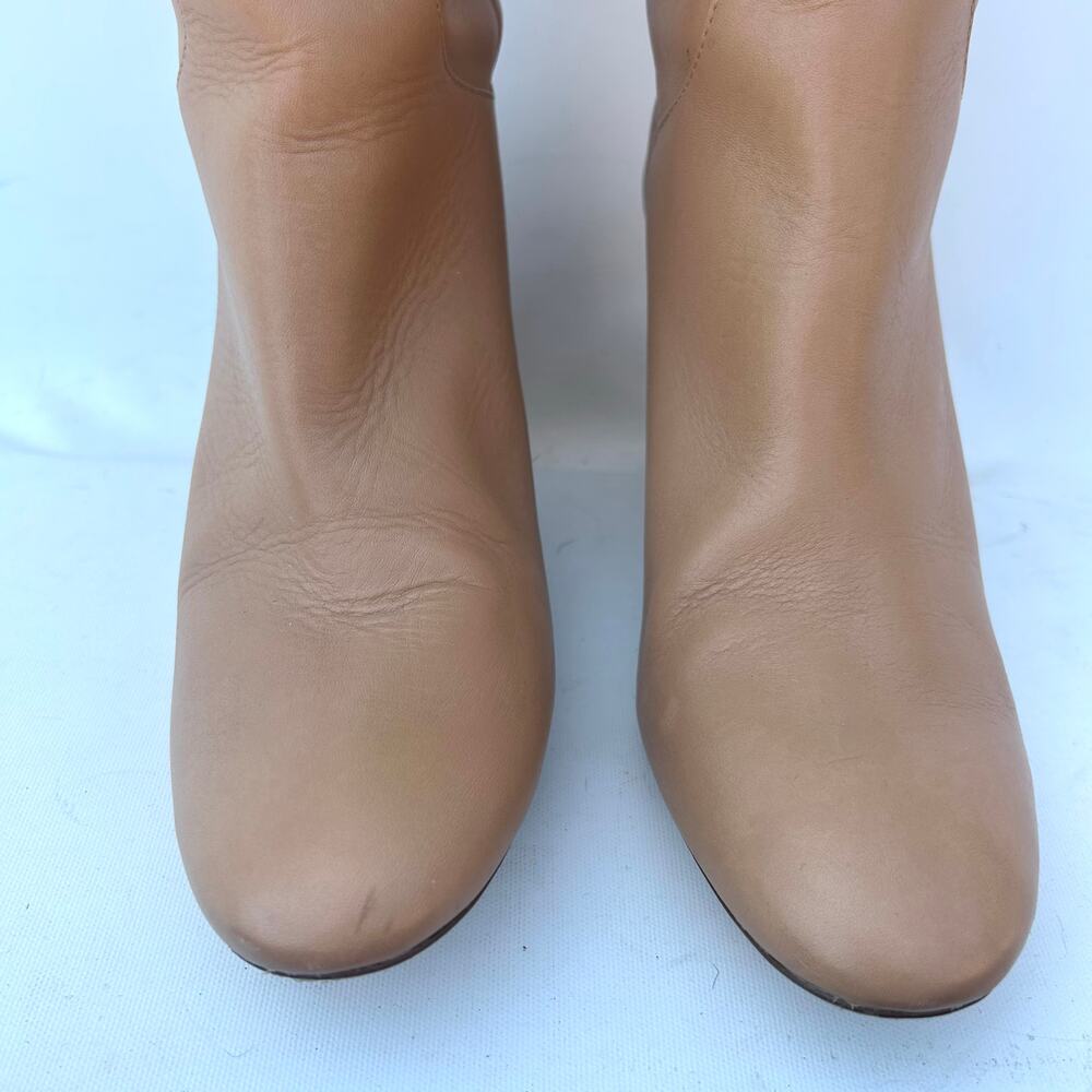 Zara Leather Knee-High Tall Chunky Heel Boots Camel Tan 41 Size 11 - Picture 7 of 9